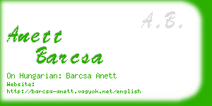 anett barcsa business card